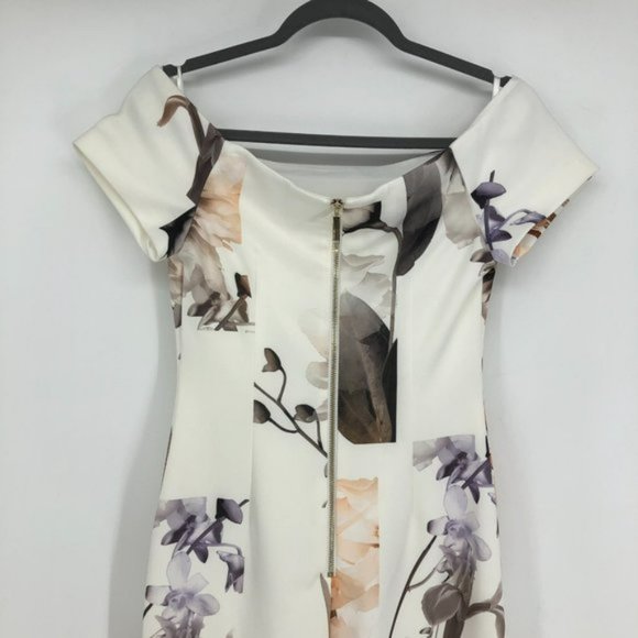 Ted Baker Sadie White Floral Off Shoulder Midi Pencil Dress NWT size 1 XS S - Picture 12 of 16